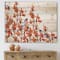 Designart - Flock of Bullfinches Birds on Orange Branches - Traditional Print on Natural Pine Wood